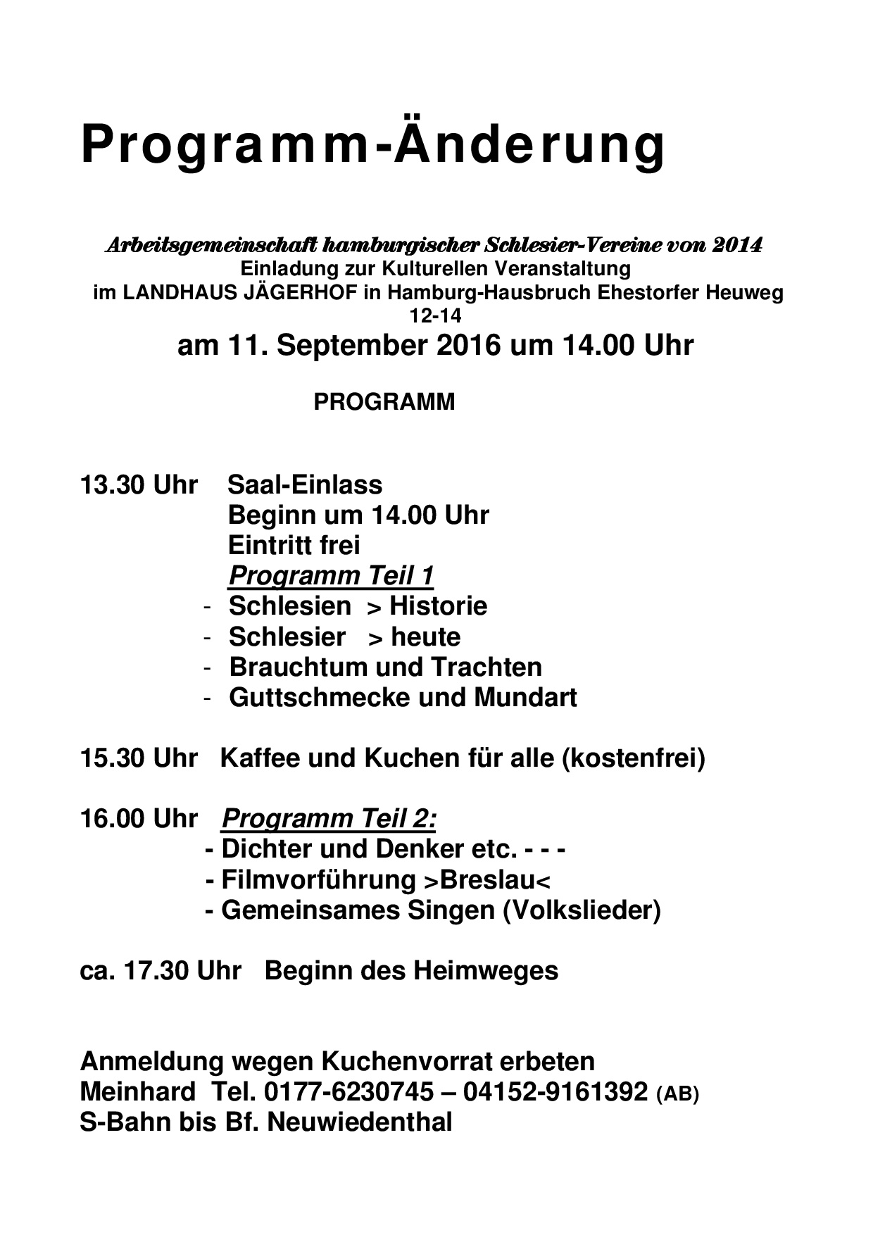 Einladung zum Schlesiertreffen am 11.9.2016